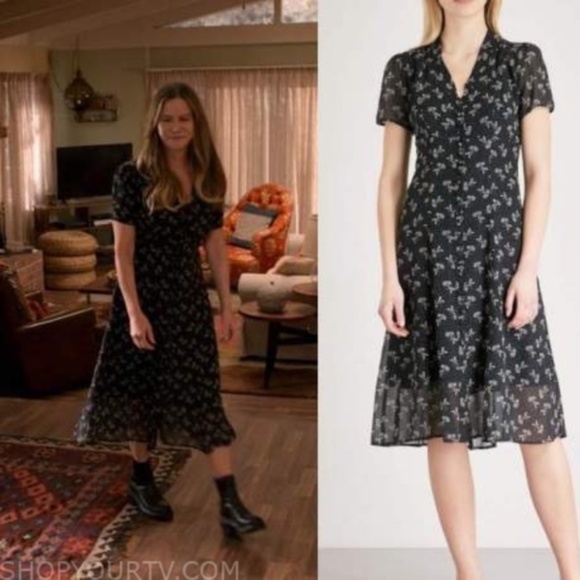 The Kooples Black and White Midi Dress - Picture 1 of 8